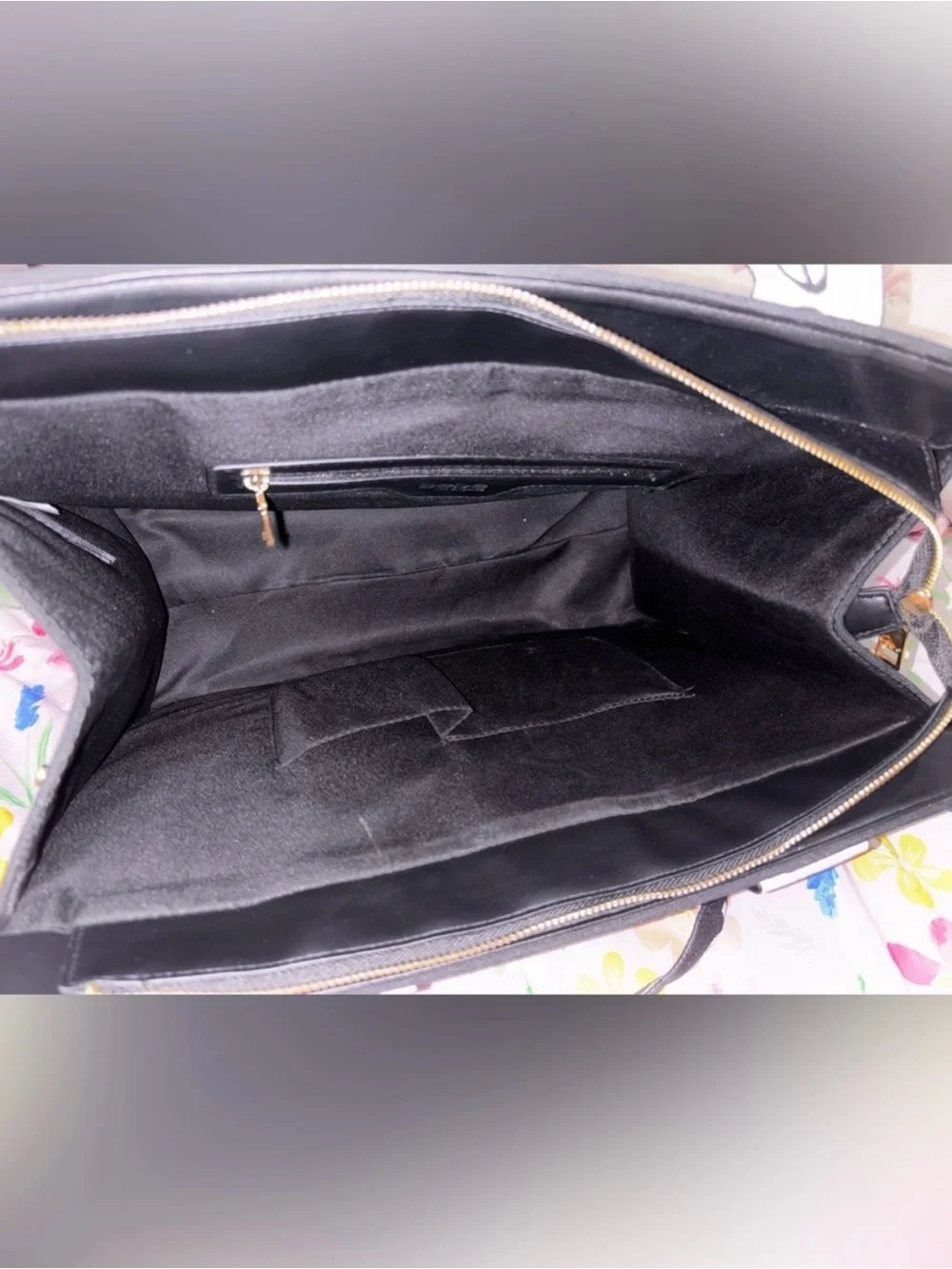 bebe Black Tote with White and Black Logo Straps